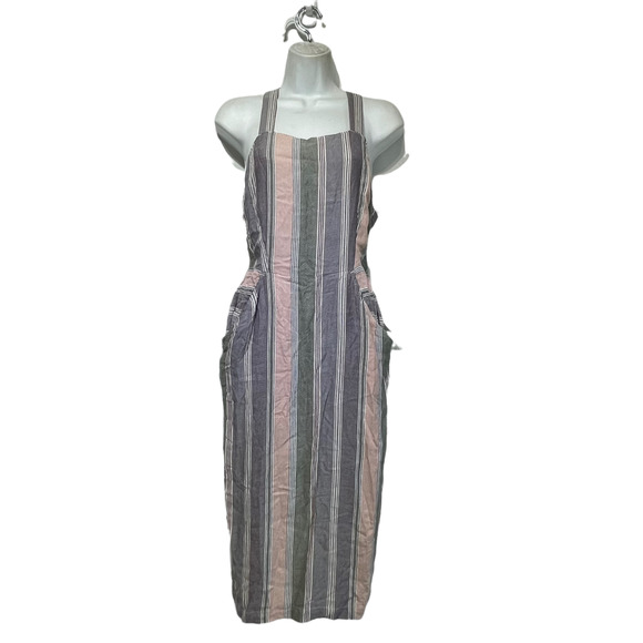 RVCA Striped Pink and Gray Midi Dress - Picture 2 of 7